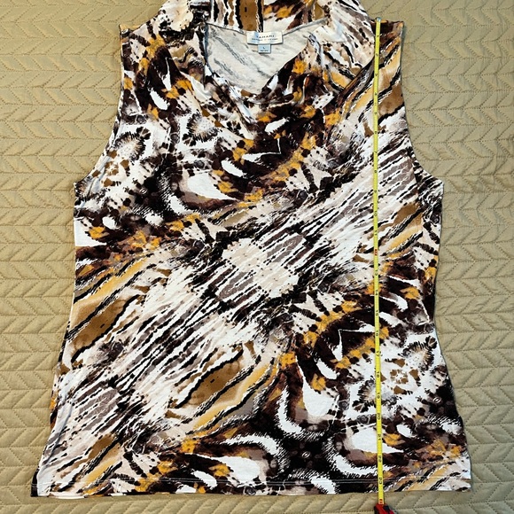 EUC! Tahari abstract animal print cowl neck blouse; size Large - Picture 7 of 8